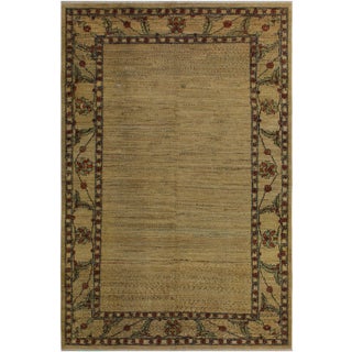 1980s Vintage Gabbeh Tan Wool Rug - 5′10″ × 9′ For Sale