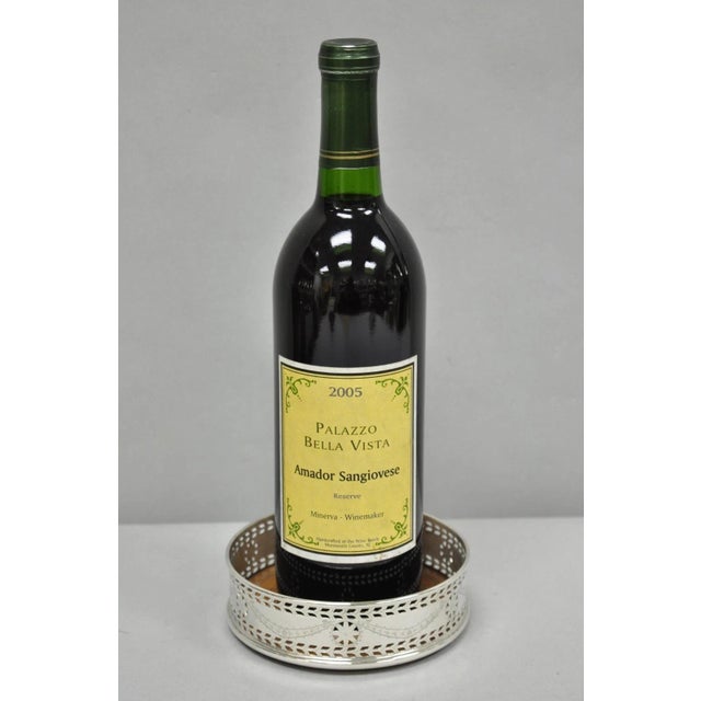 Vintage Stieff "Smithsonian Institution" Silver Plated Presidential Wine Bottle Coasters - a Pair. Circa Late 20th...