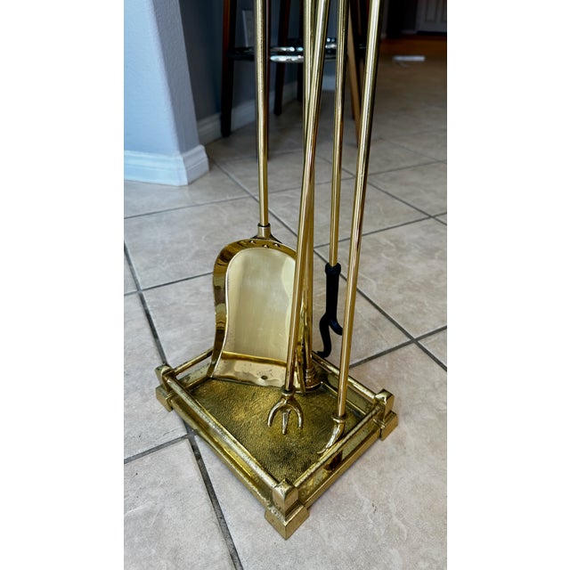 Equestrian Cast Brass Fireplace Tools Horse Head Motif For Sale - Image 15 of 16