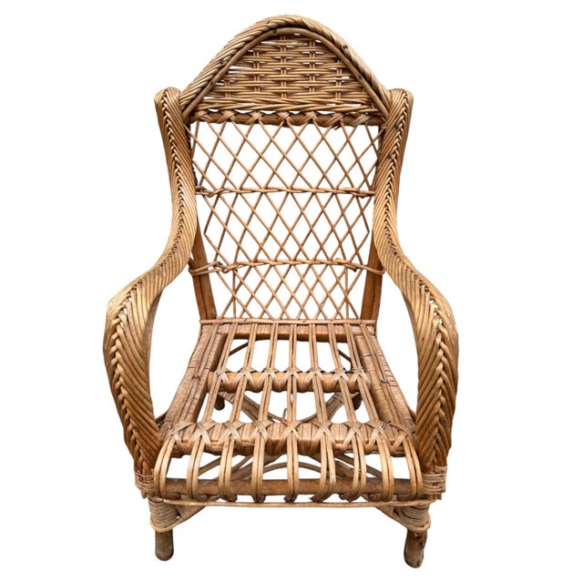 Magnificent little rattan children's armchair from the 1950s, Provençal work from the south of France