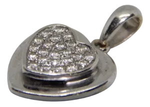 Gray Gold and Diamond Heart Necklace Pendant, 1990s