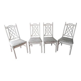 1960s Old Florida Chinoiserie Chairs - Set of 4 For Sale
