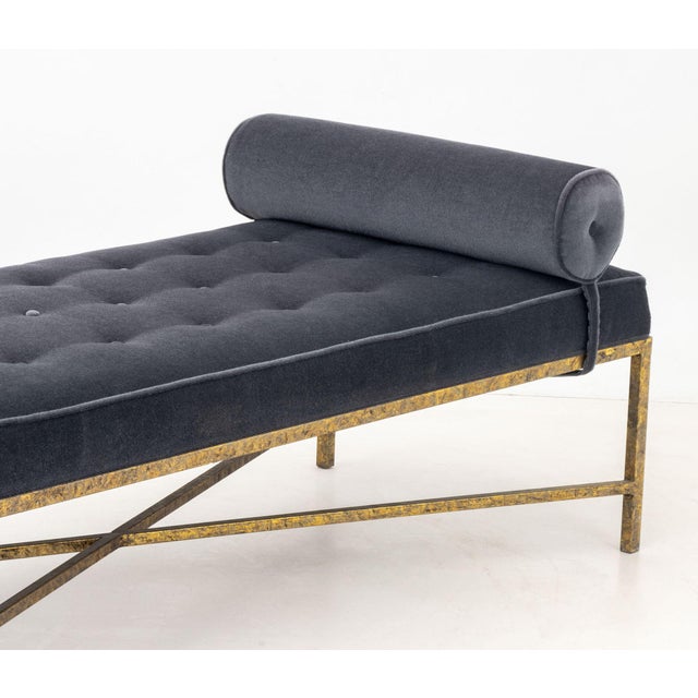 Contemporary Modern Blue Mohair Upholstered Daybed For Sale - Image 3 of 9