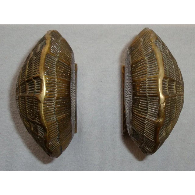 Pair Hefty Brass Scallop Shell Nautical Bookends For Sale - Image 4 of 4
