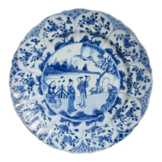 Chinese Blue and White Plate, Late Kangxi Circa 1700 For Sale