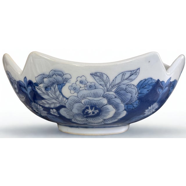 Vintage Vibrant Blue & White Imari Style Decorative Bowl For Sale - Image 9 of 16
