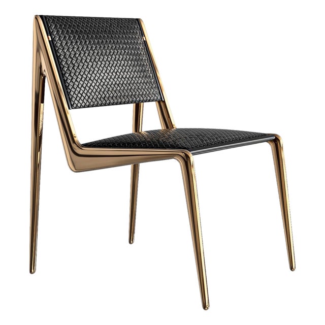 "Vanquish" Chair With Bronze and Tailor Made Leather For Sale