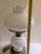 Traditional Vintage Floral Milk Glass Hurricane Parlor Lamp With Ornate Brass Base For Sale - Image 3 of 5