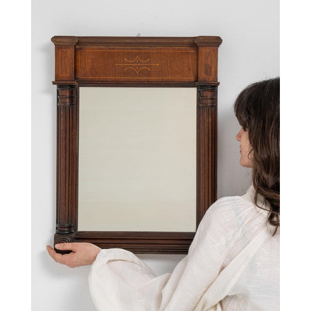 19th Century 19th Century France Renaissance Brown Wood Mirror For Sale - Image 5 of 8