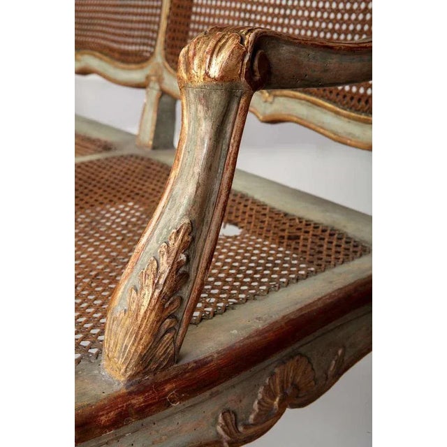 Italian Parcel-Gilt and Painted Canape or Sofa, 18th-Century For Sale - Image 5 of 11