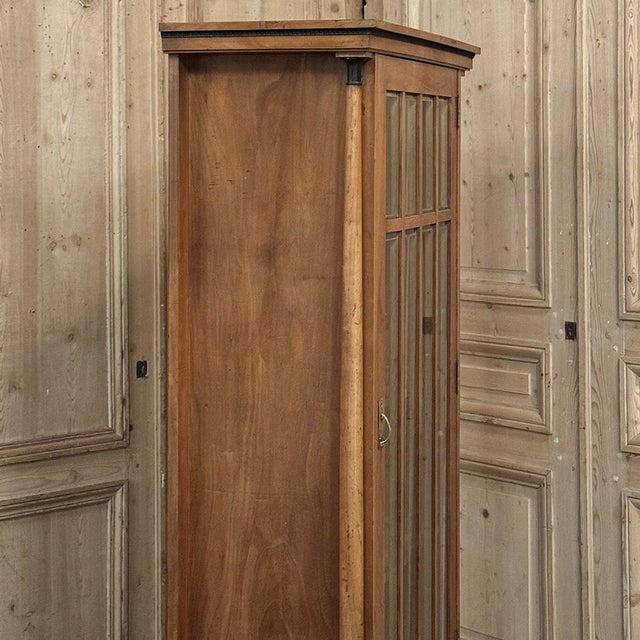 Antique Dutch Solid Cherry Wood Neoclassical Display Bookcase ~ Vitrine With Ebonized Trim For Sale - Image 11 of 18