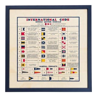 Vintage International Code Signal Flag Framed Nautical Maritime Scarf For Sale
