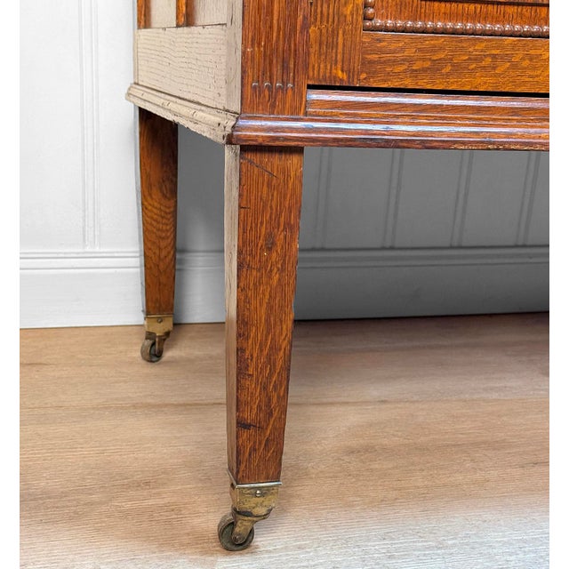 Antique Edwardian Quartersawn Oak Mirrored Sideboard Buffer Server For Sale - Image 18 of 18