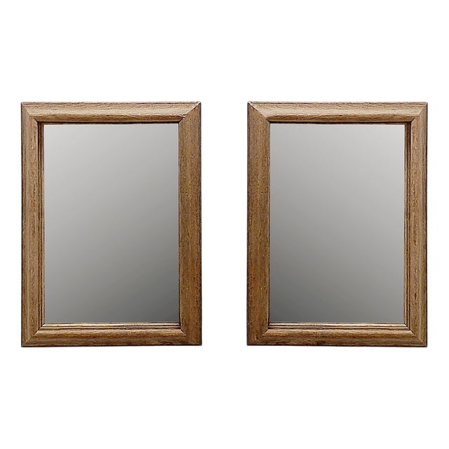 Rustic Rectangular Wall Mirrors with Wooden Frames, 1950s, Set of 2 For Sale