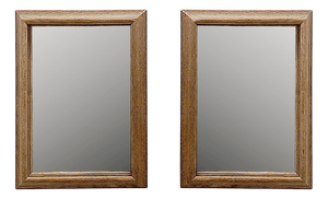 Rustic Rectangular Wall Mirrors with Wooden Frames, 1950s, Set of 2