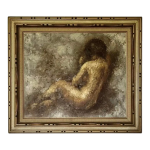 Mid 20th Century Surrealism Framed Painting Nude Woman by Barton
