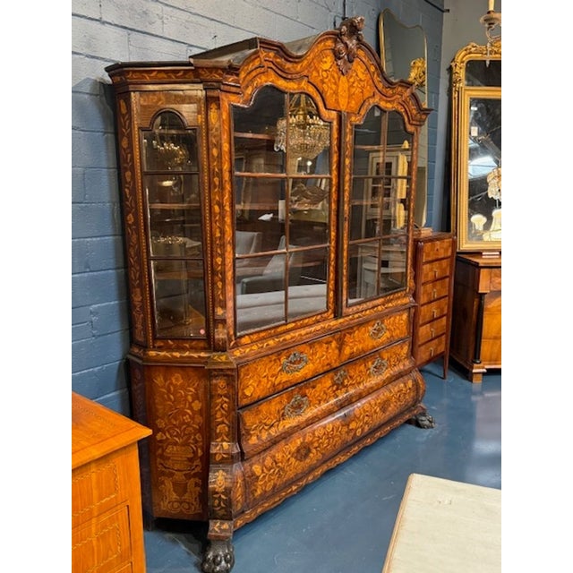 Wood 19th Century Dutch Marquetry Inlaid Walnut Cabinet For Sale - Image 7 of 7