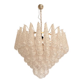 Huge Italian “Conchiglie” Murano Glass Gold Chandelier For Sale