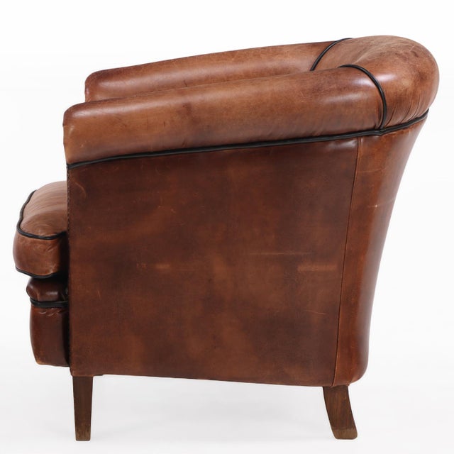 Mid-Century Modern A Dutch Art Deco Style Leather Club Chair, C. 1960. For Sale - Image 3 of 7