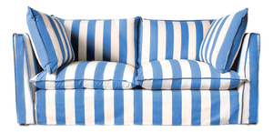 Sophie Conran Coco 2.5 Seater Sofa - Cornish Blue Wide Stripes with Knife Edge Cushion