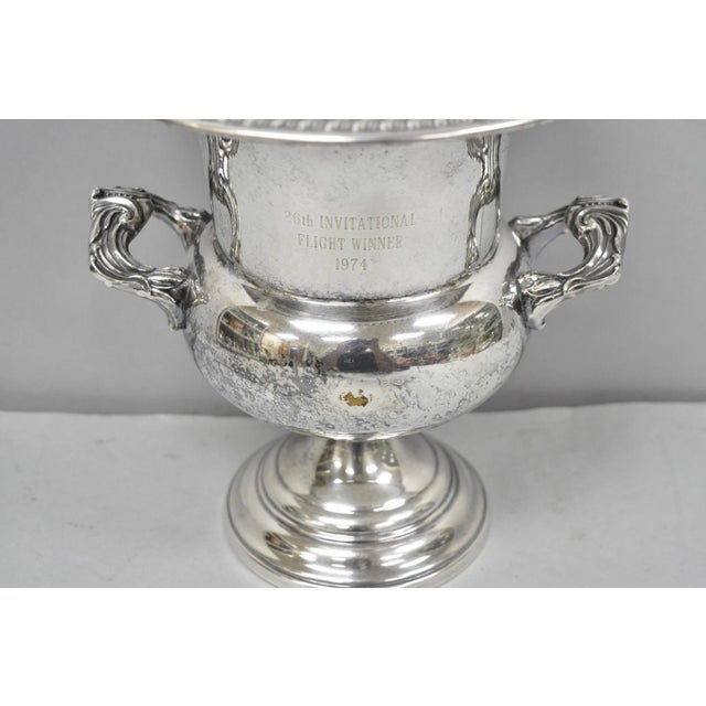 Vintage Sheridan Victorian Engraved Silver Plated Champagne Chiller Ice Bucket For Sale In Philadelphia - Image 6 of 18