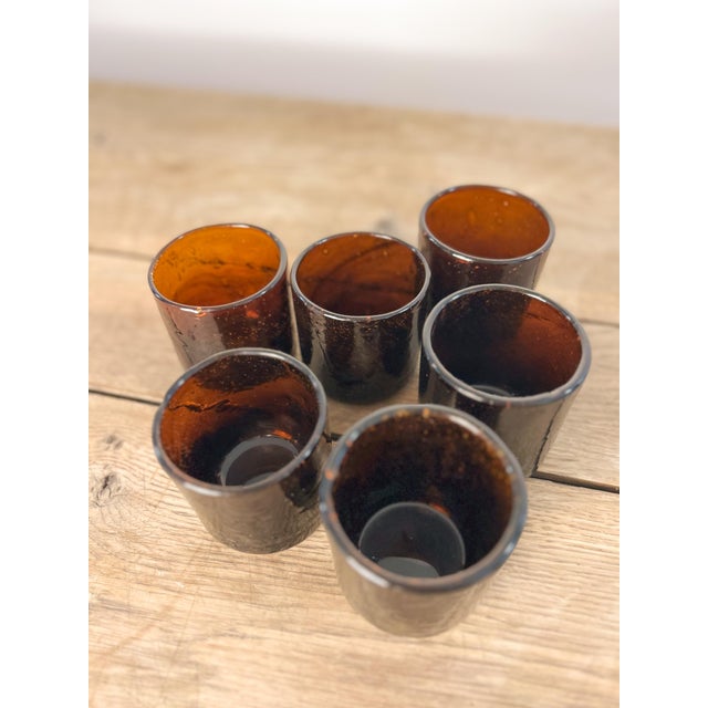 Late 19th Century Late 19th Century Amber Drinking Glasses Set of 6 For Sale - Image 5 of 7