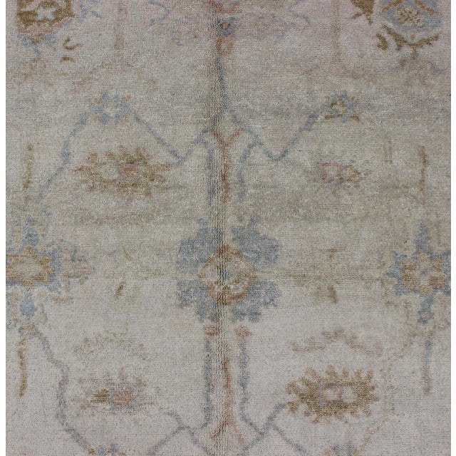 Muted Oushak Rug in Blue, Light Brown, and White For Sale In Atlanta - Image 6 of 8