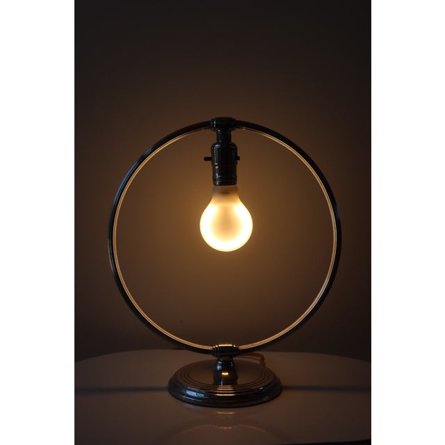 1930s Art Deco Chrome Halo Table Lamp by Chase Brass & Copper Co., 1930s For Sale - Image 5 of 6