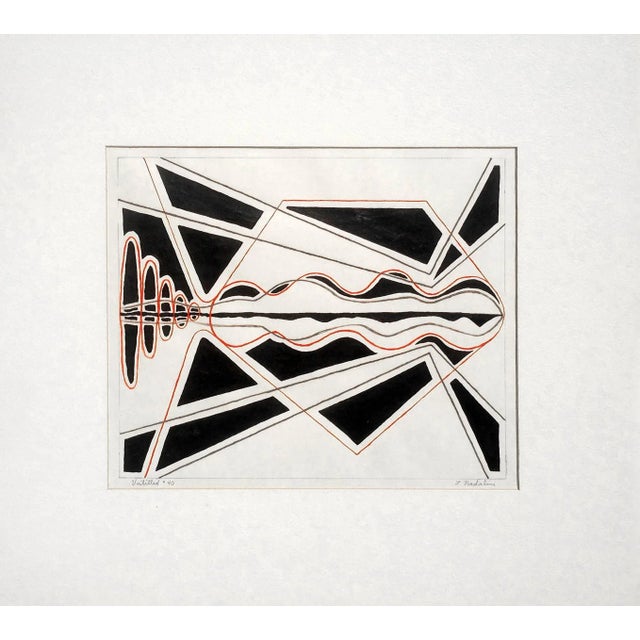 Substantial and period Abstract expressionist pair of India ink drawings by Louis E. Nadalini a San Francisco artist...