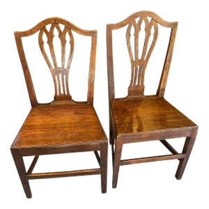 Pair of Early 19th Century English Georgian Oak Flat Seat Chairs
