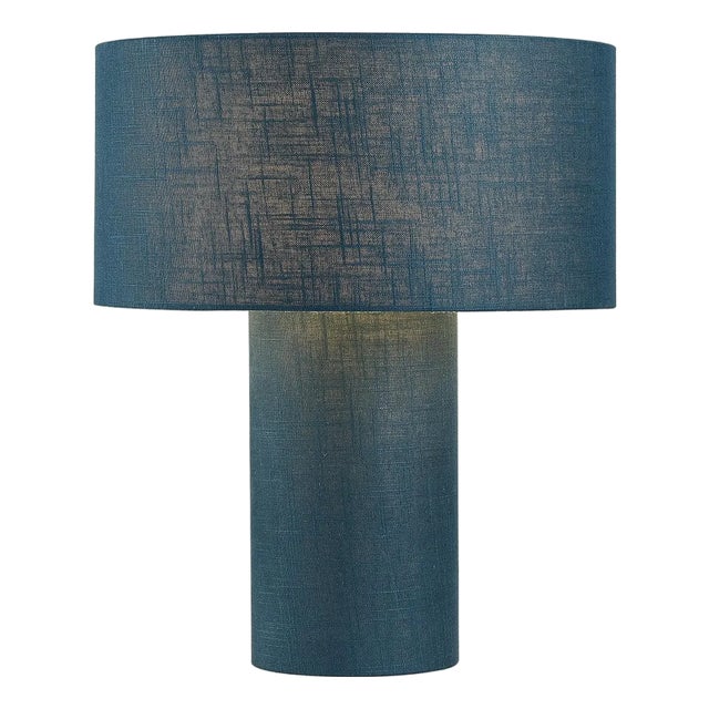 Moonlight Table Lamp - Turquoise Linen Shade, Dimmer Switch For Sale