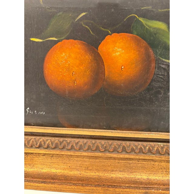 Still Life Vintage Oil Painting of Oranges in Gilt Wood Frame For Sale - Image 9 of 14