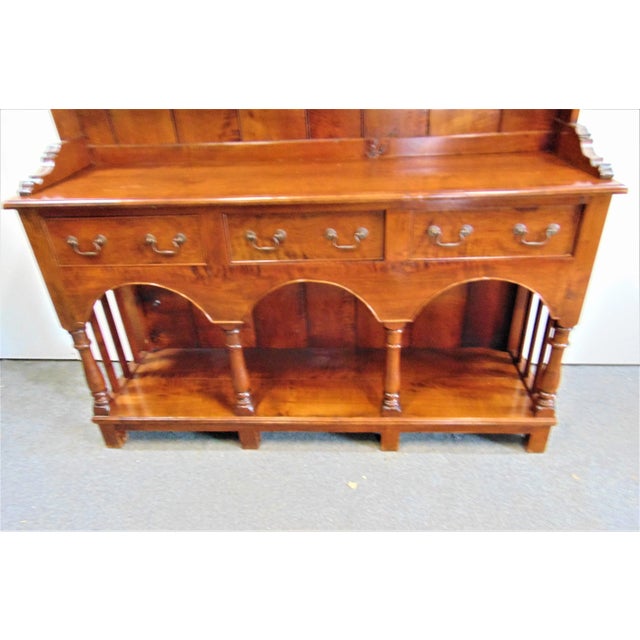 Mid 20th Century Custom Tiger Maple English Country Style Pewter Cupboard For Sale - Image 5 of 10