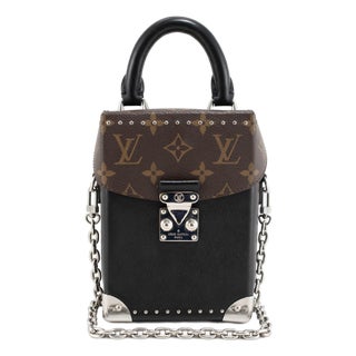 Louis Vuitton Monogram Canvas Black Leather Silver Hardware Camera Box Bag For Sale