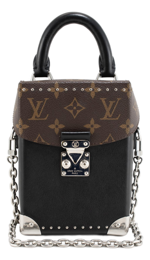 Louis Vuitton Monogram Canvas Black Leather Silver Hardware Camera Box Bag