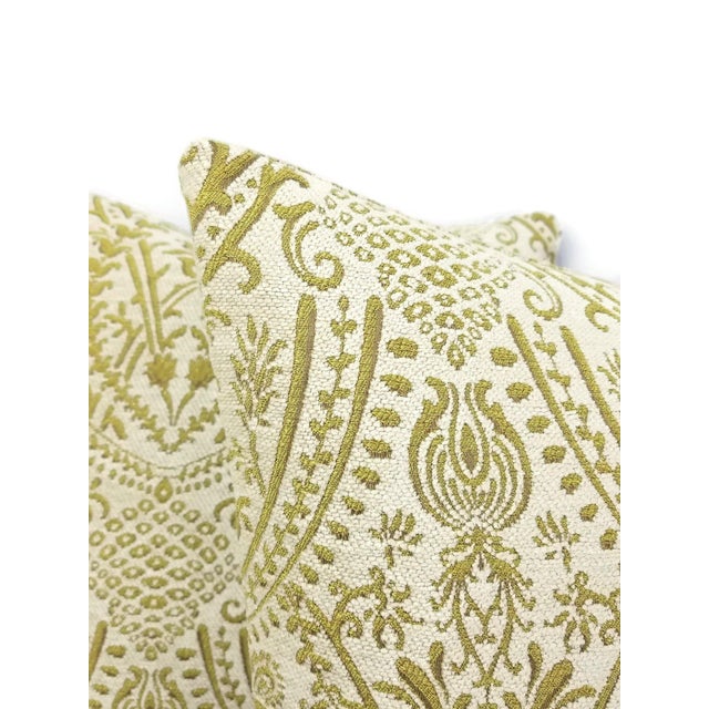 Not Yet Made - Made To Order JF Fabrics Ian White Chenille and Chartreuse Damask Pillow Cover For Sale - Image 5 of 6