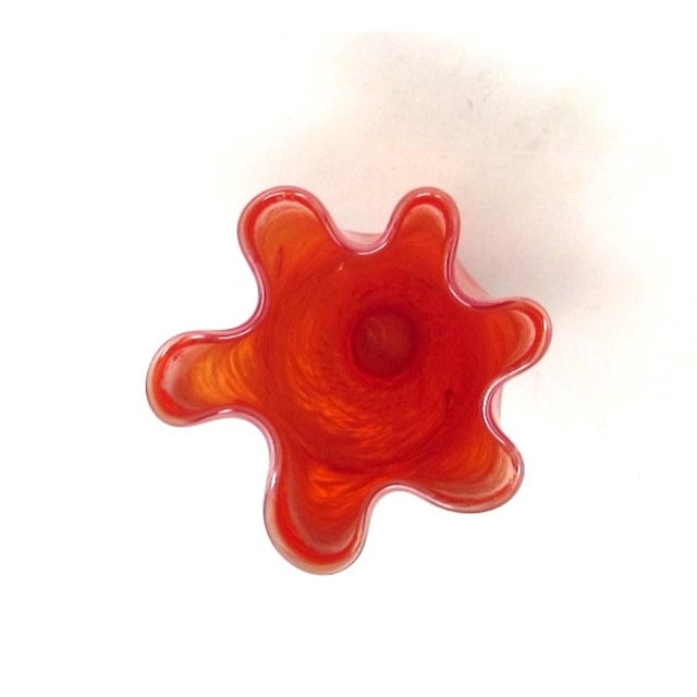 Orange & White Glass Handkerchief Vase For Sale - Image 4 of 9
