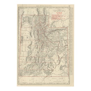 Antique Map of Utah The Beehive State by Ran McNally, 1899 For Sale