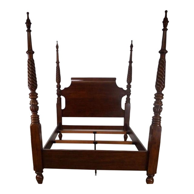 Martha Stewart for Bernhardt Furniture Seal Harbor Queen Size Mahogany/Cherry Four Poster Bed For Sale