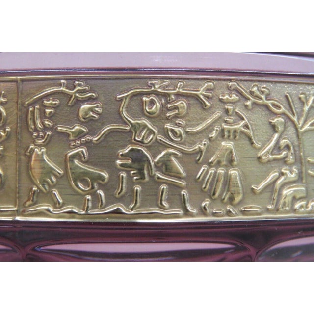 Glass Moser Art Nouveau Amethyst With Gilded Gold Cameo Freize Bowl For Sale - Image 7 of 11