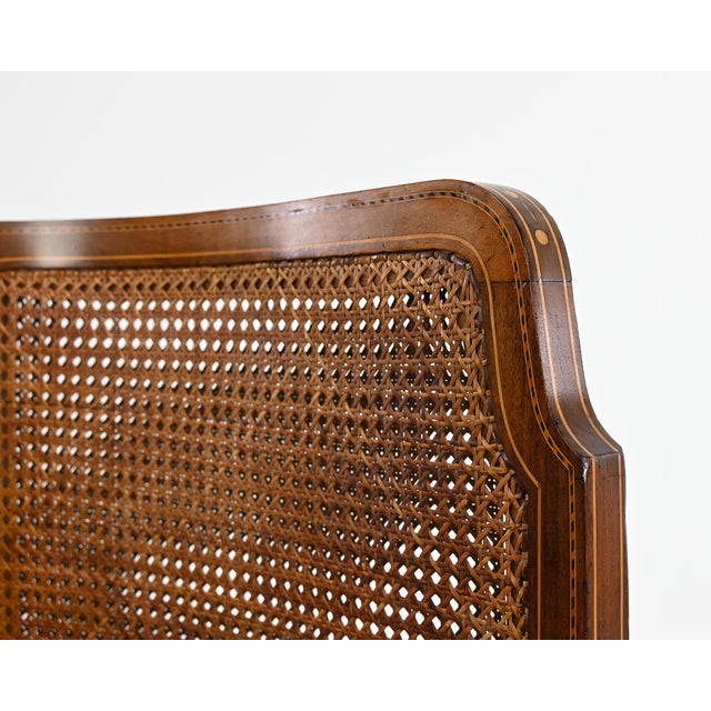 Wood Vintage Caned Slant Bench, 1950s For Sale - Image 7 of 18