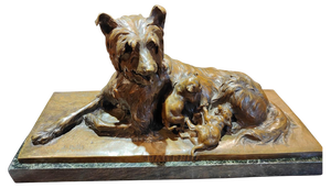 Charles Paillet, Dog Family, Early 20th Century, Bronze Sculpture