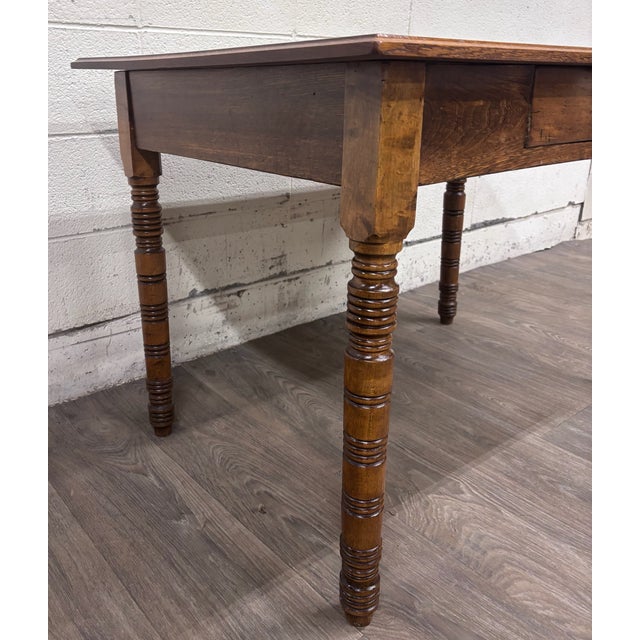 Brown Antique Late 19th Century Oak Writing Table Work Table For Sale - Image 8 of 10