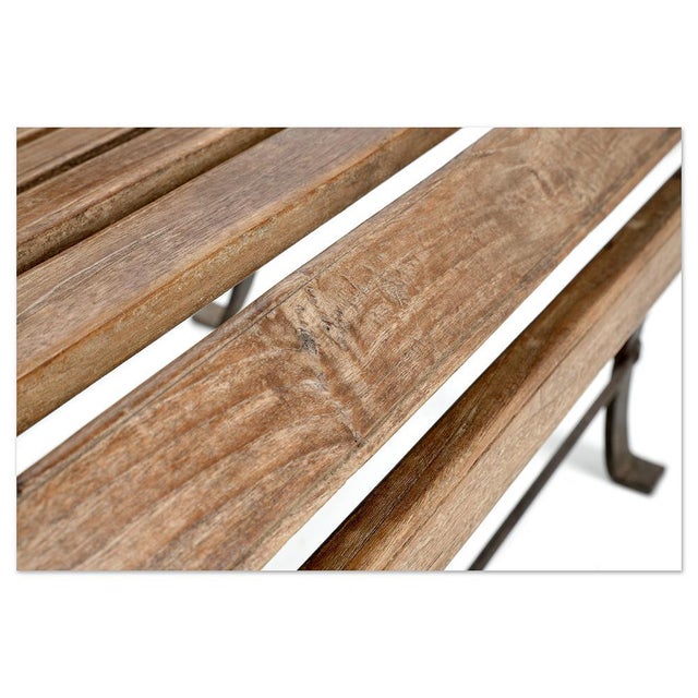 Outdoor Bench in Solid Wood and Iron For Sale - Image 5 of 8