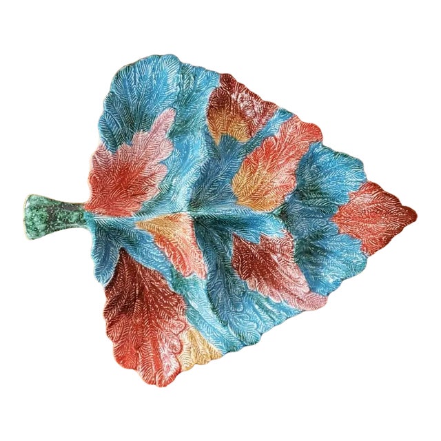 Circa 1970 Italian Modigliani Ceramic Divided Leaf Dish For Sale