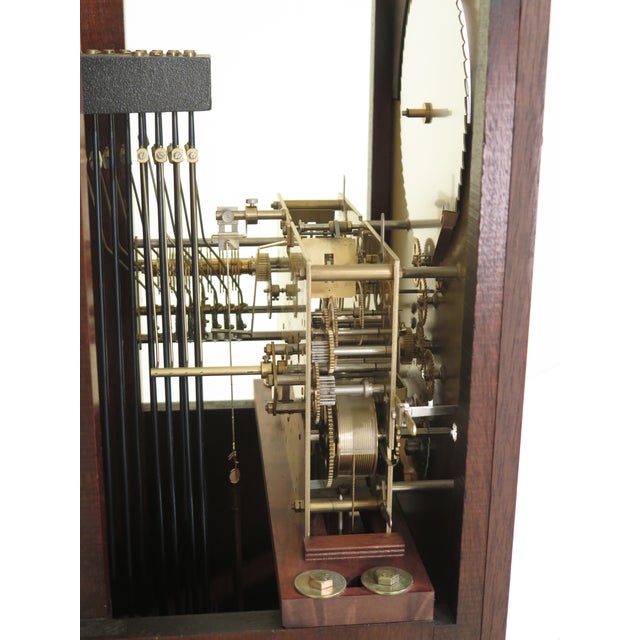 1990s Vintage Sligh Henry Ford Museum Federal Inlaid Mahogany Grandfather Clock For Sale - Image 9 of 13