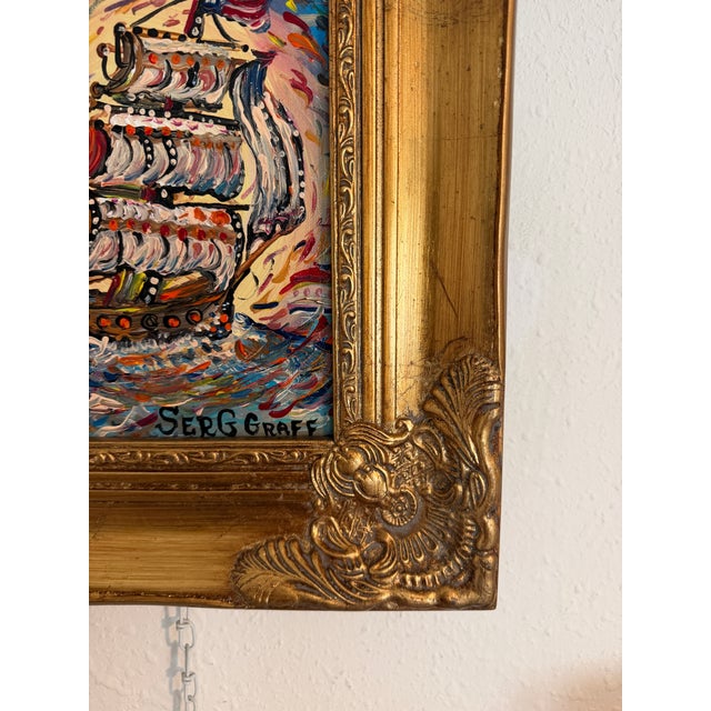 Serg Graff "Aurora" Original Acrylic Painting Nautical Ship Seascape Art, Coa For Sale In Jacksonville, FL - Image 6 of 8
