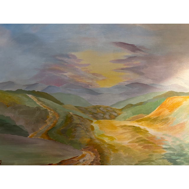 Impressionist 1980s Original Landscape Painting in Pastel Tones, Signed and Dated For Sale - Image 3 of 11