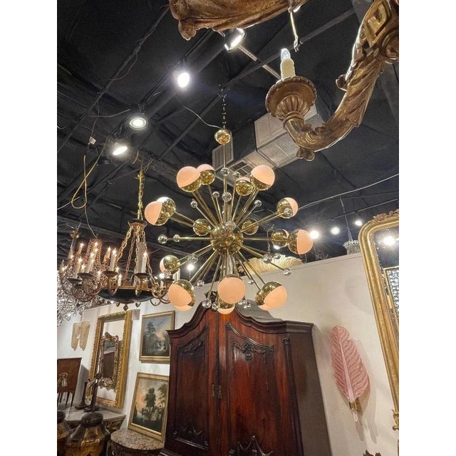 Modern Modern Murano Glass and Brass Sputnik Chandelier For Sale - Image 3 of 11