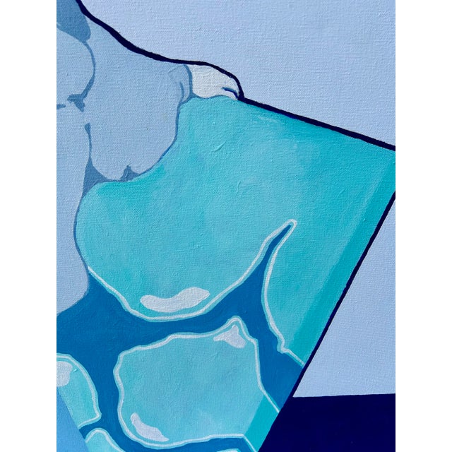 Blue Late 20th Century Fauvist Blue Girl Original Oil Painting on Canvas by Rob Coons For Sale - Image 8 of 9